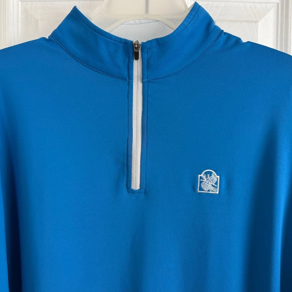 Peter Millar Quarter Zip Pullover Mens L Blue Wicking Golf Performance - Picture 2 of 8